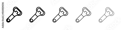 Bottle opener icon thin line outline set or collection