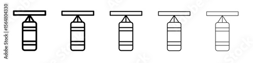Boxing punch bag icon thin line outline set or collection