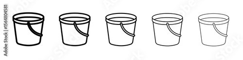 bucket icon thin line outline set or collection
