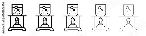 Burner boiling chemical icon thin line outline set or collection