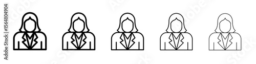 Business woman icon thin line outline set or collection