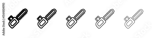 Cainsaw icon thin line outline set or collection