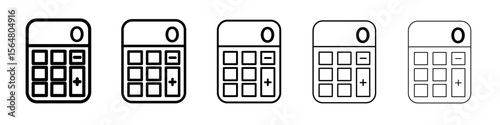 Calculator icon thin line outline set or collection