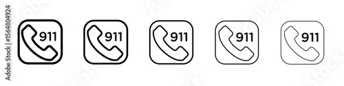 Call 911 phone number icon thin line outline set or collection