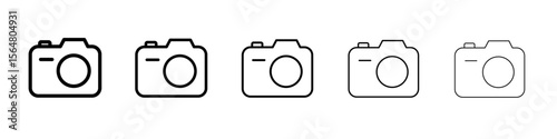 Camera icon thin line outline set or collection