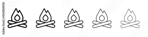 Campfire icon thin line outline set or collection