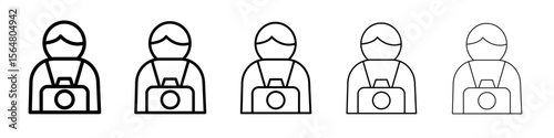 Cameraman icon thin line outline set or collection