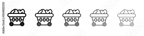 Charcoal icon thin line outline set or collection