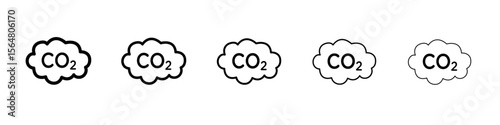 co2 gas carbon dioxide icon thin line outline set or collection