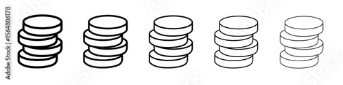 Coin stack icon thin line outline set or collection