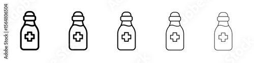 Cough syrup icon thin line outline set or collection