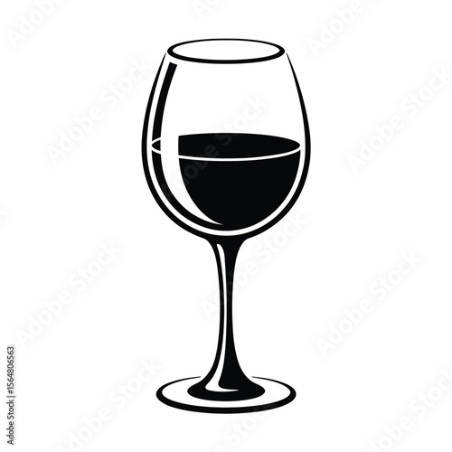 Elegant black wine glass filled with dark liquid drink beverage