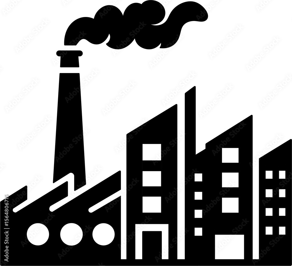 Obraz premium silhouette of industrial factory building