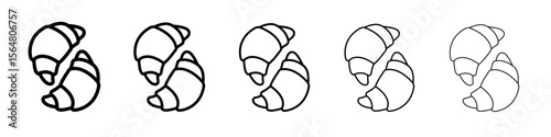 Croissant icon thin line outline set or collection