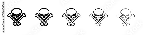 Crossbones skull icon thin line outline set or collection