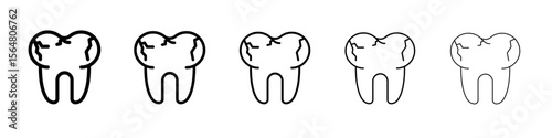 Crooked teeth icon thin line outline set or collection