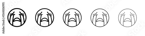 Crying icon thin line outline set or collection
