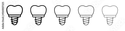 Dental implants icon thin line outline set or collection