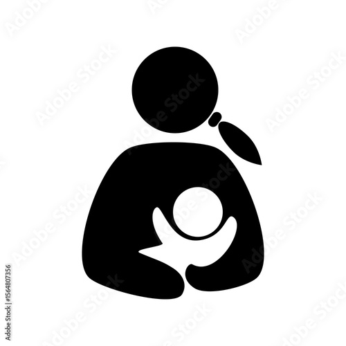 Mother feeding newborn baby icon, The international breastfeeding symbol, flat style vector illustration design.