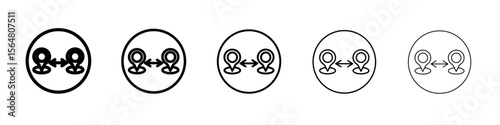 Destination distancing icon thin line outline set or collection