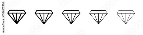 Diamond icon thin line outline set or collection