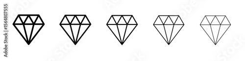Diamond icon thin line outline set or collection