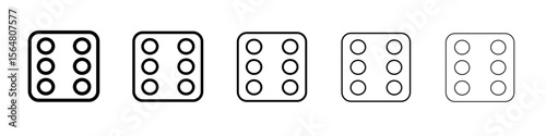 dice six icon thin line outline set or collection