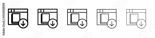 E-book download icon thin line outline set or collection