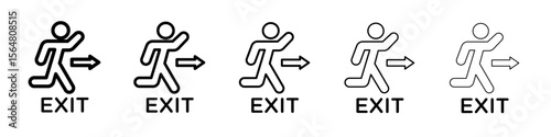 Emergency exit icon thin line outline set or collection