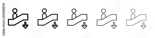 Escalator down icon thin line outline set or collection