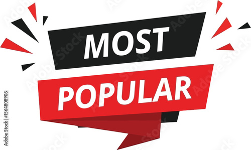 A graphic with the words most popular in black and red on white back