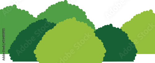 Illustration of green bushes with different shades on a white background