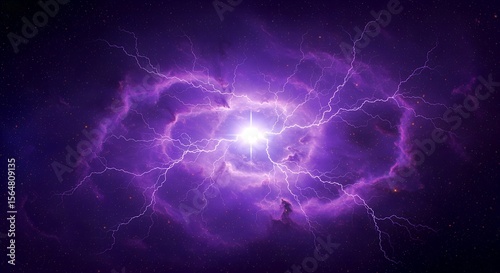 A purple nebula with a glowing white dwarf at its center.