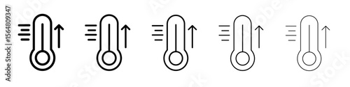 Fever, high temperature icon thin line outline set or collection