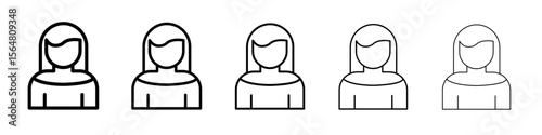 Female avatar icon thin line outline set or collection