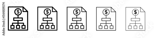 Finacial scheme icon thin line outline set or collection
