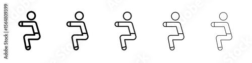 Fitness exercise icon thin line outline set or collection