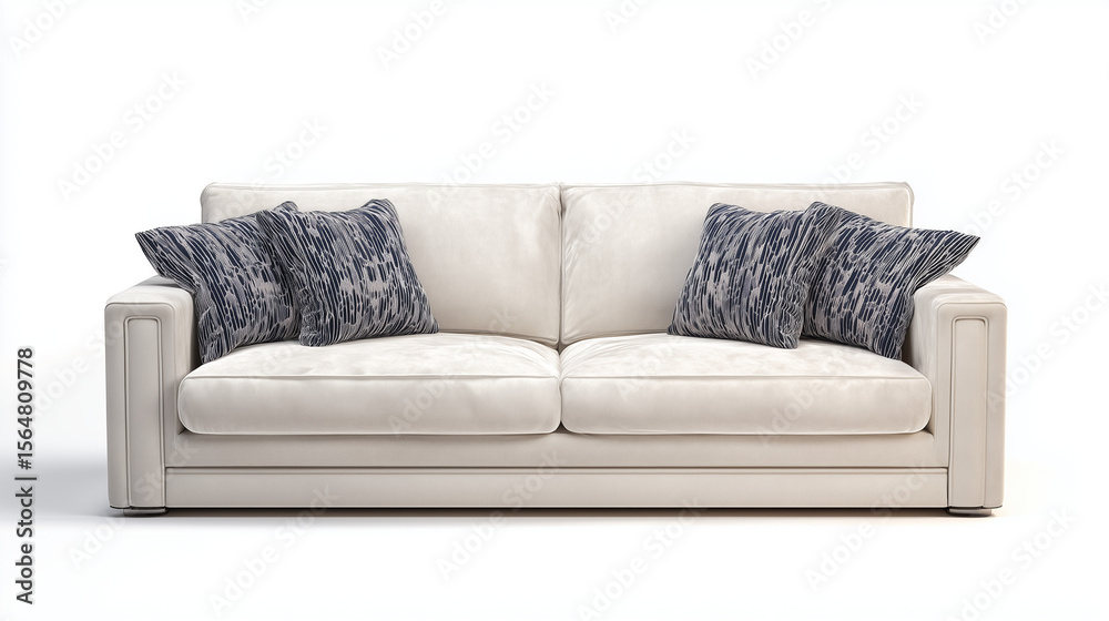 Fototapeta premium Comfortable Modern Sofa – Isolated on White Background