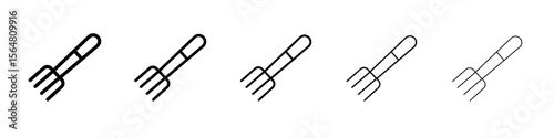 Garden fork icon thin line outline set or collection