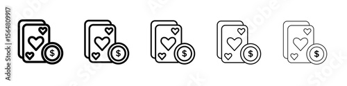 Gambling icon thin line outline set or collection