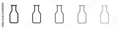 Glass bottle icon thin line outline set or collection