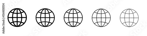 global icon thin line outline set or collection