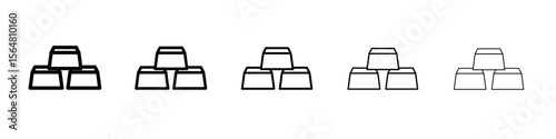 Gold bars icon thin line outline set or collection