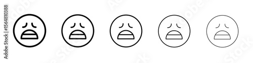 guilty face emoji icon thin line outline set or collection