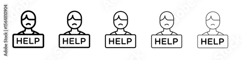 Helpless human icon thin line outline set or collection