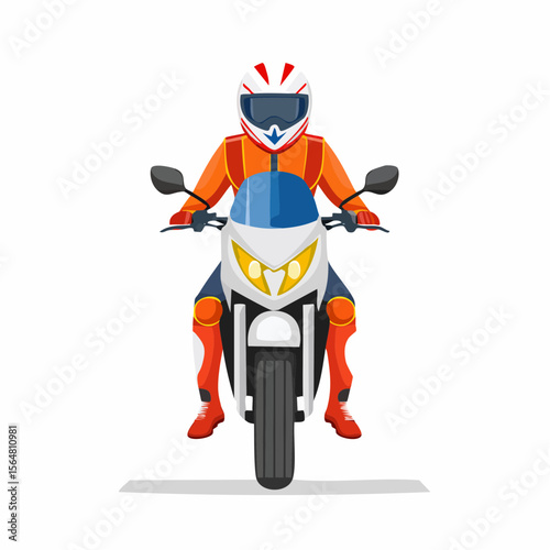 Vector Illustration of a Motorcyclist on a Sportbike