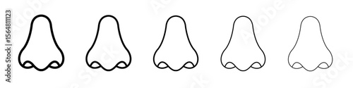 Human nose icon thin line outline set or collection