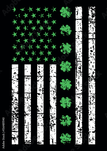 American Flag Shamrocks St Patricks Day Vintage Irish USA Flag Vintage Distressed