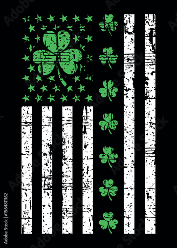 American Flag Shamrocks St Patricks Day Vintage Irish USA Flag Vintage Distressed