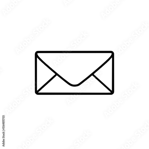 Flat envelope icon, email symbol in black